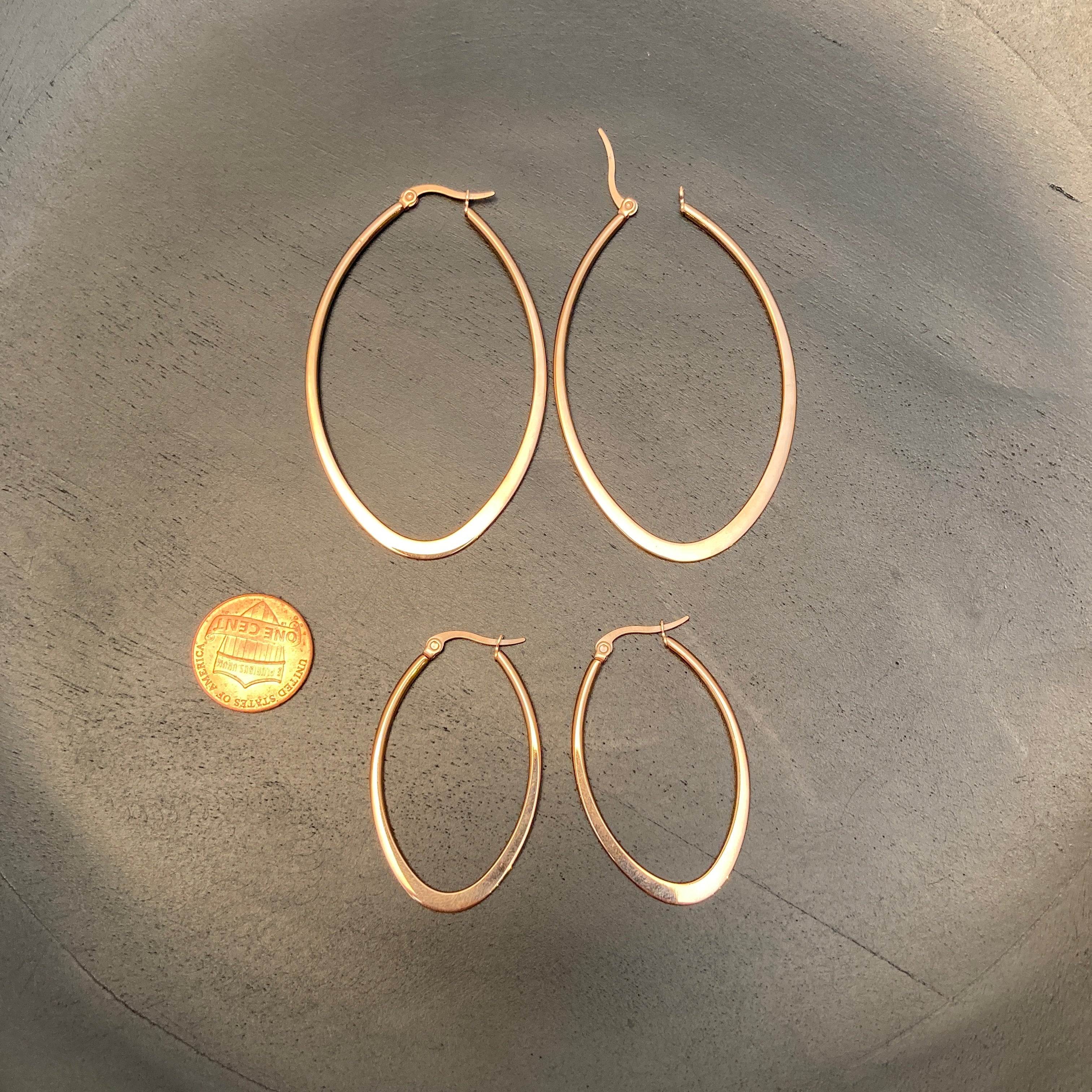 Rose Gold Plated Steel Oval Hoops