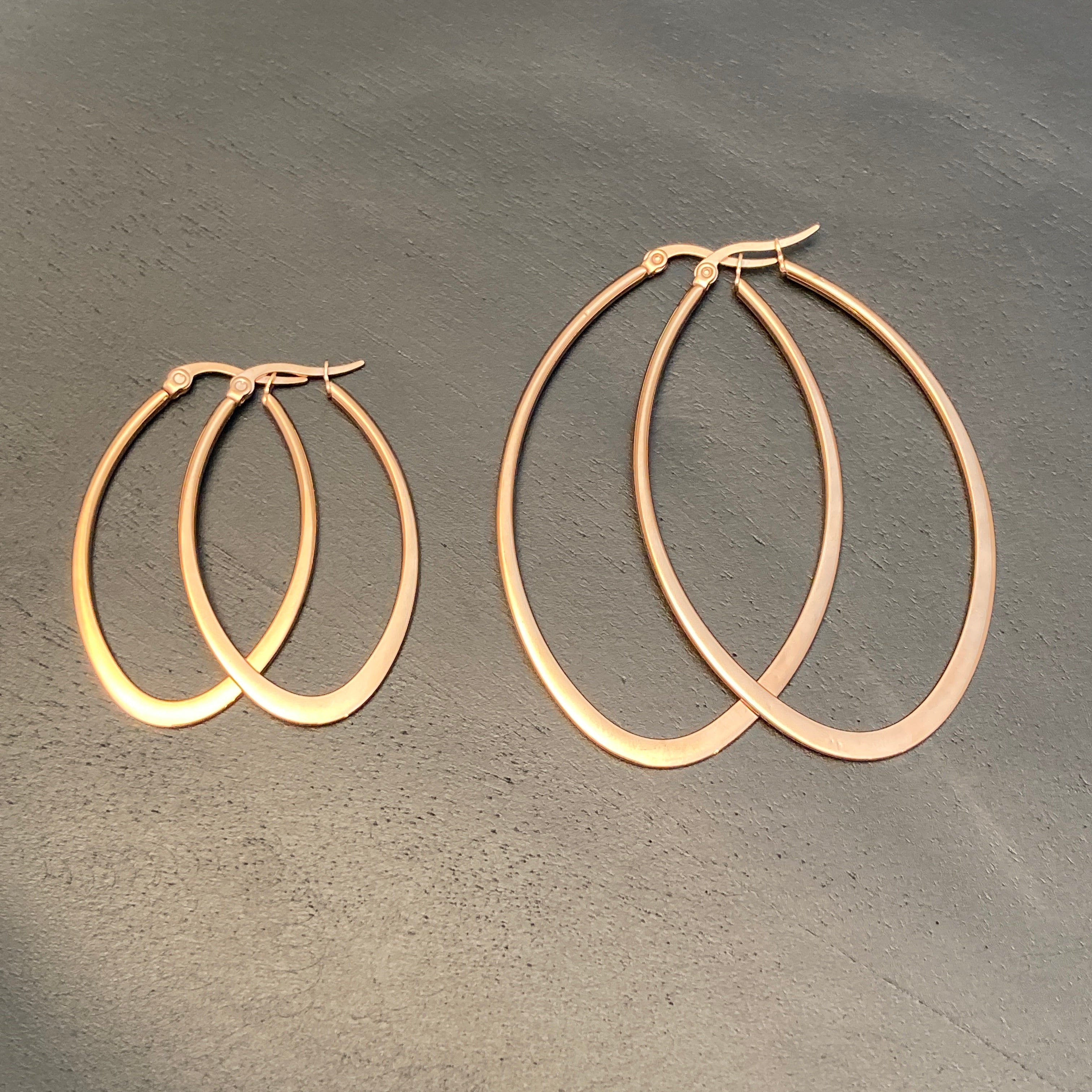 Rose Gold Plated Steel Oval Hoops