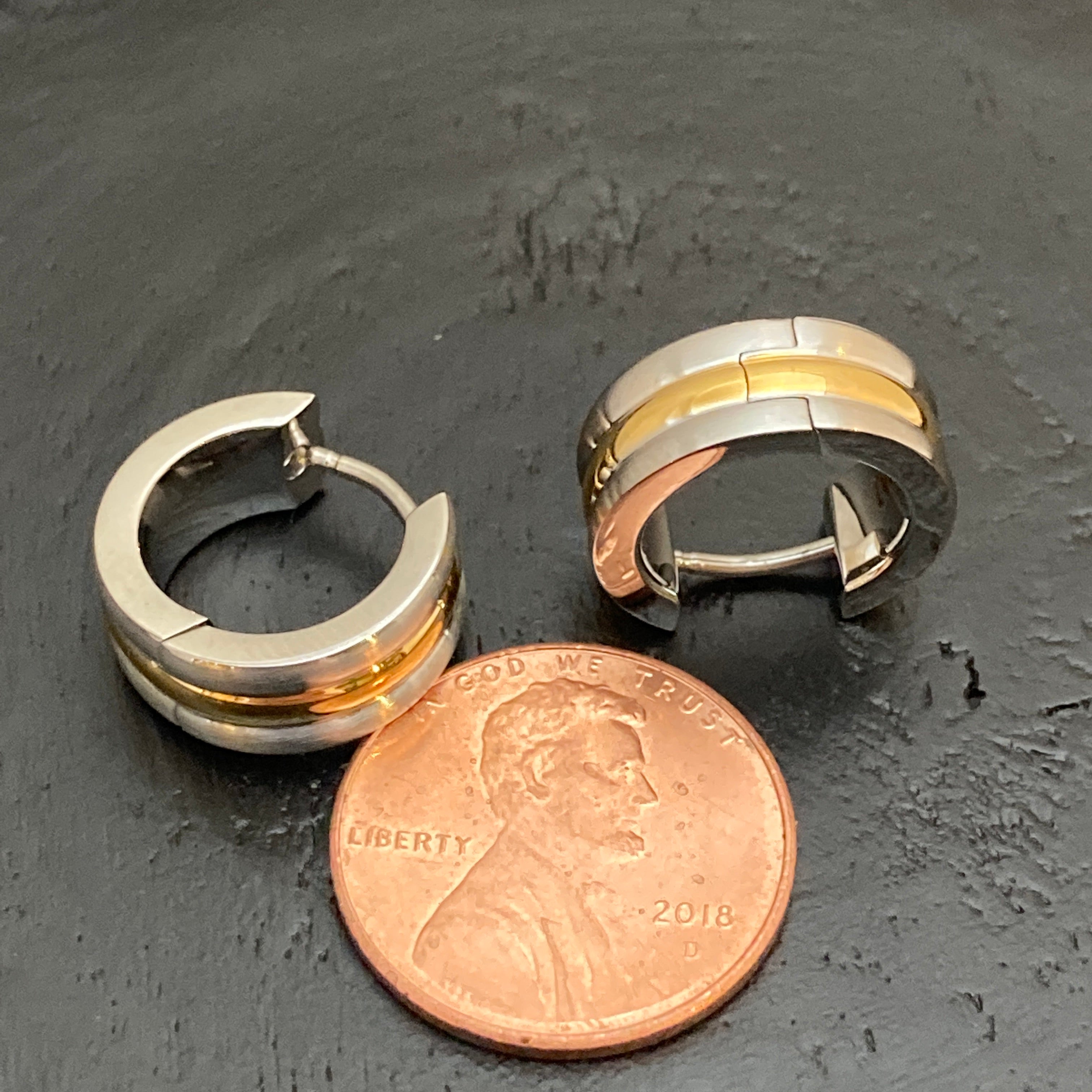 Mixed Metal Huggy Steel Hoops