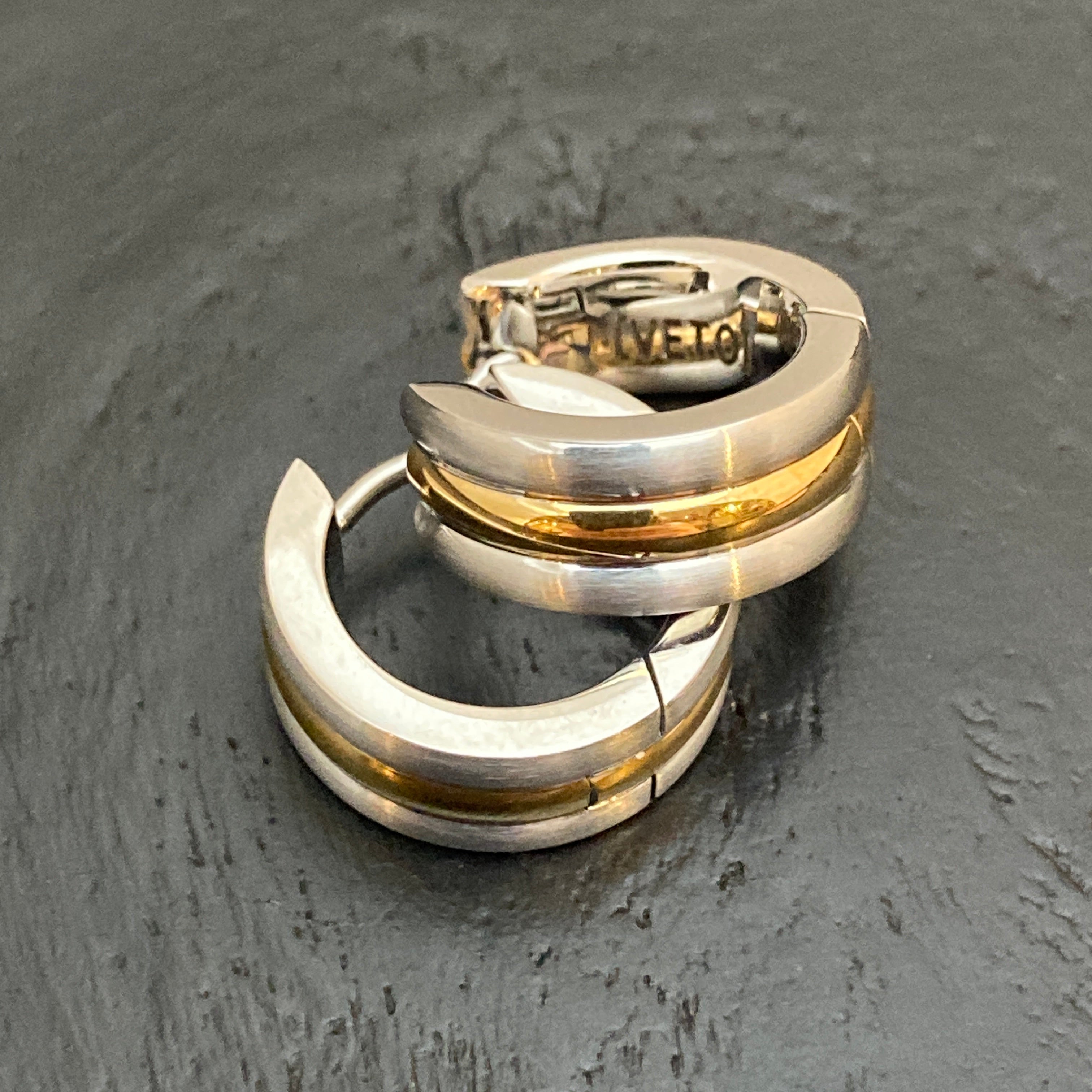 Mixed Metal Huggy Steel Hoops