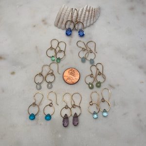 Single Gemstone Circle Earrings in Gold Fill