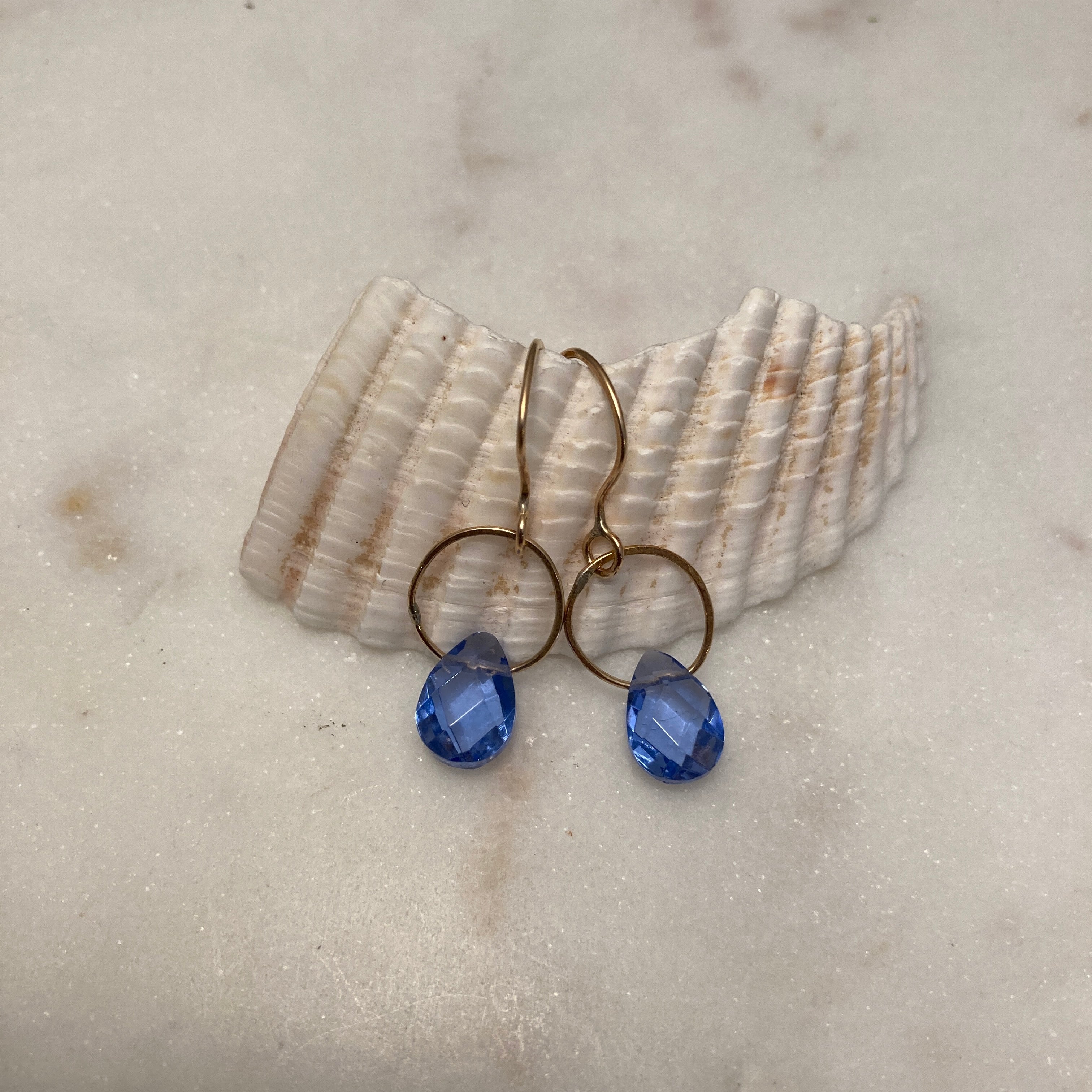 Single Gemstone Circle Earrings in Gold Fill