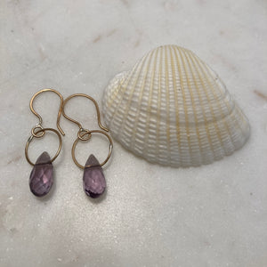 Single Gemstone Circle Earrings in Gold Fill