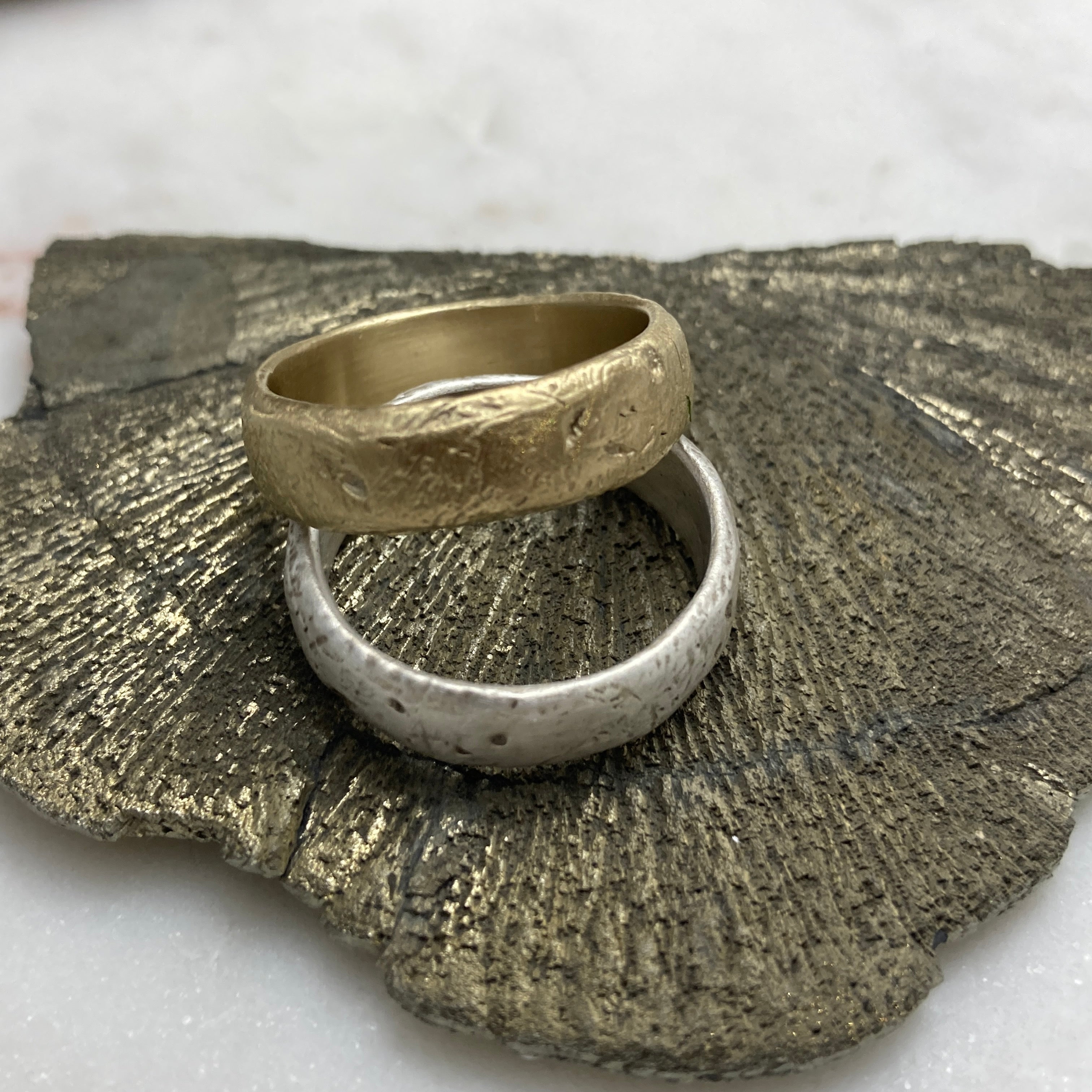 Worn Textured Ring in Gold or Silver