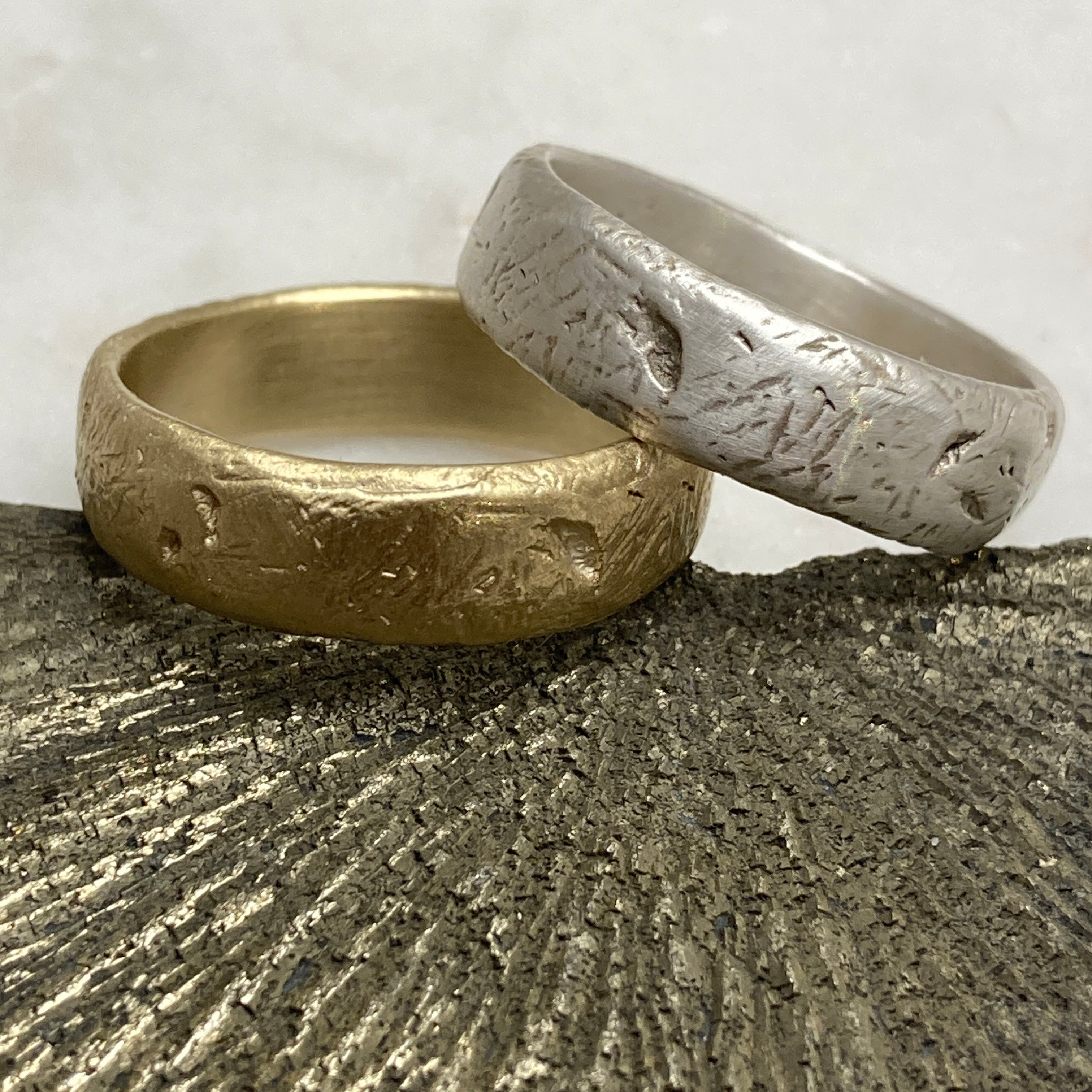 Worn Textured Ring in Gold or Silver
