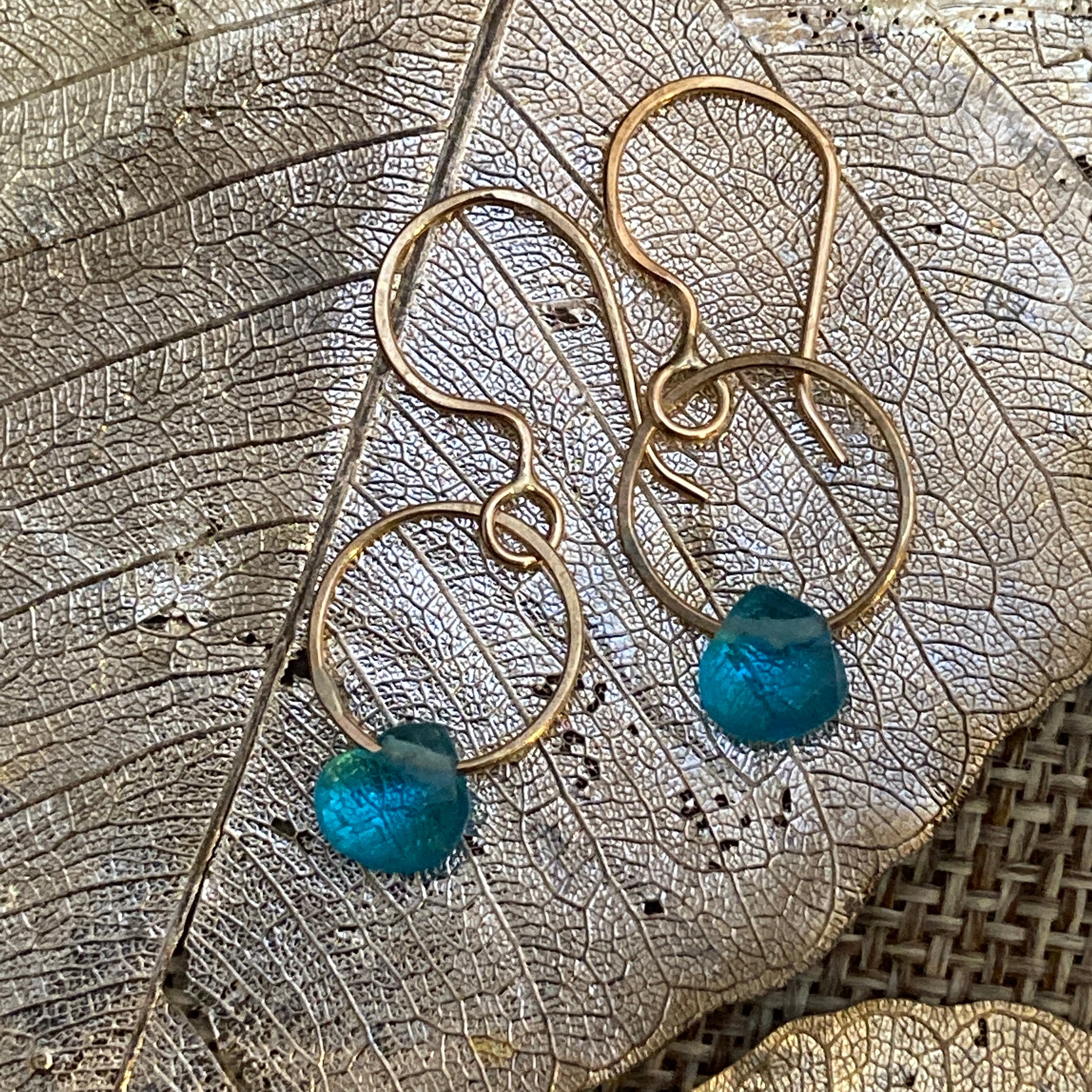 Single Gemstone Circle Earrings in Gold Fill