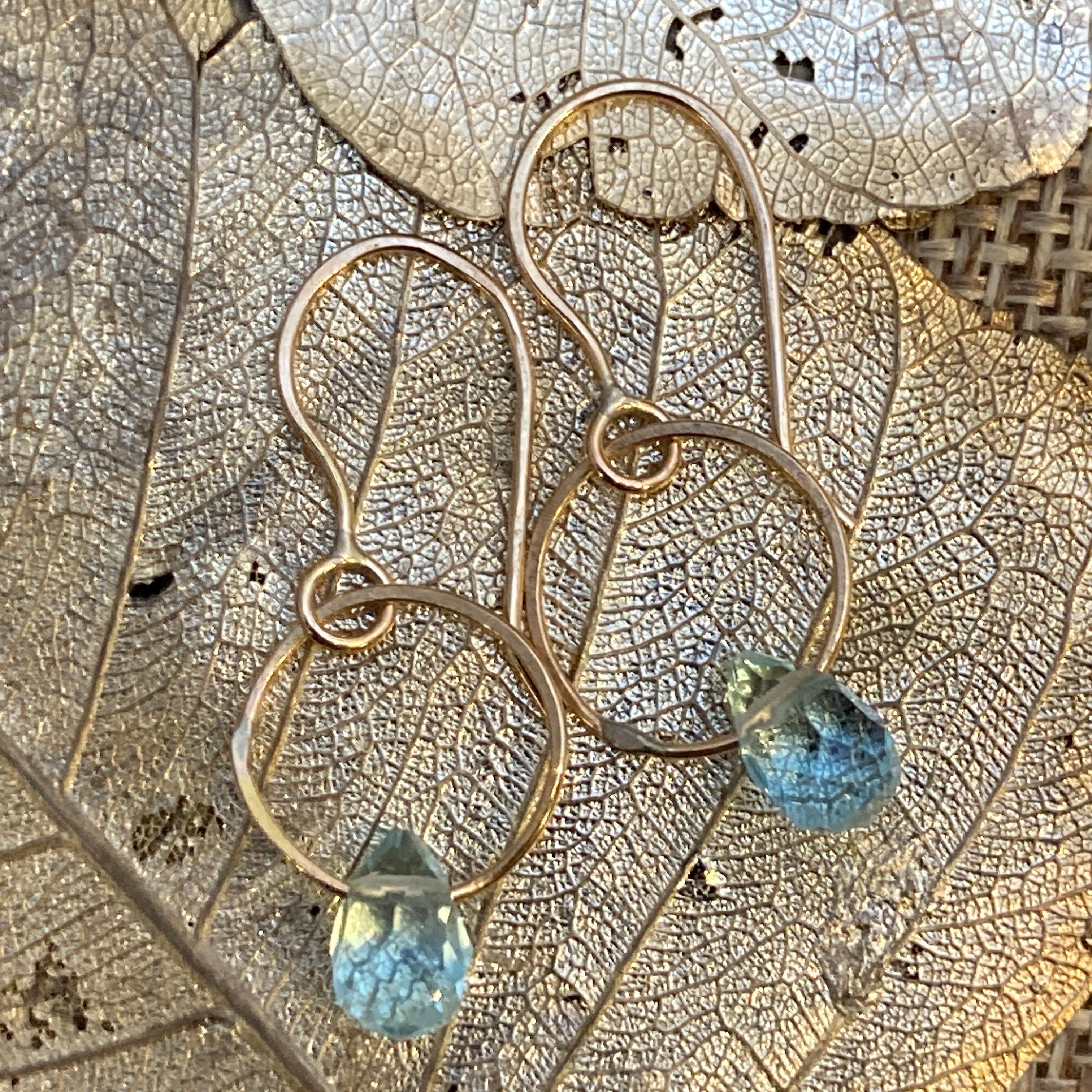 Single Gemstone Circle Earrings in Gold Fill