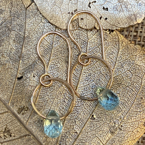 Single Gemstone Circle Earrings in Gold Fill