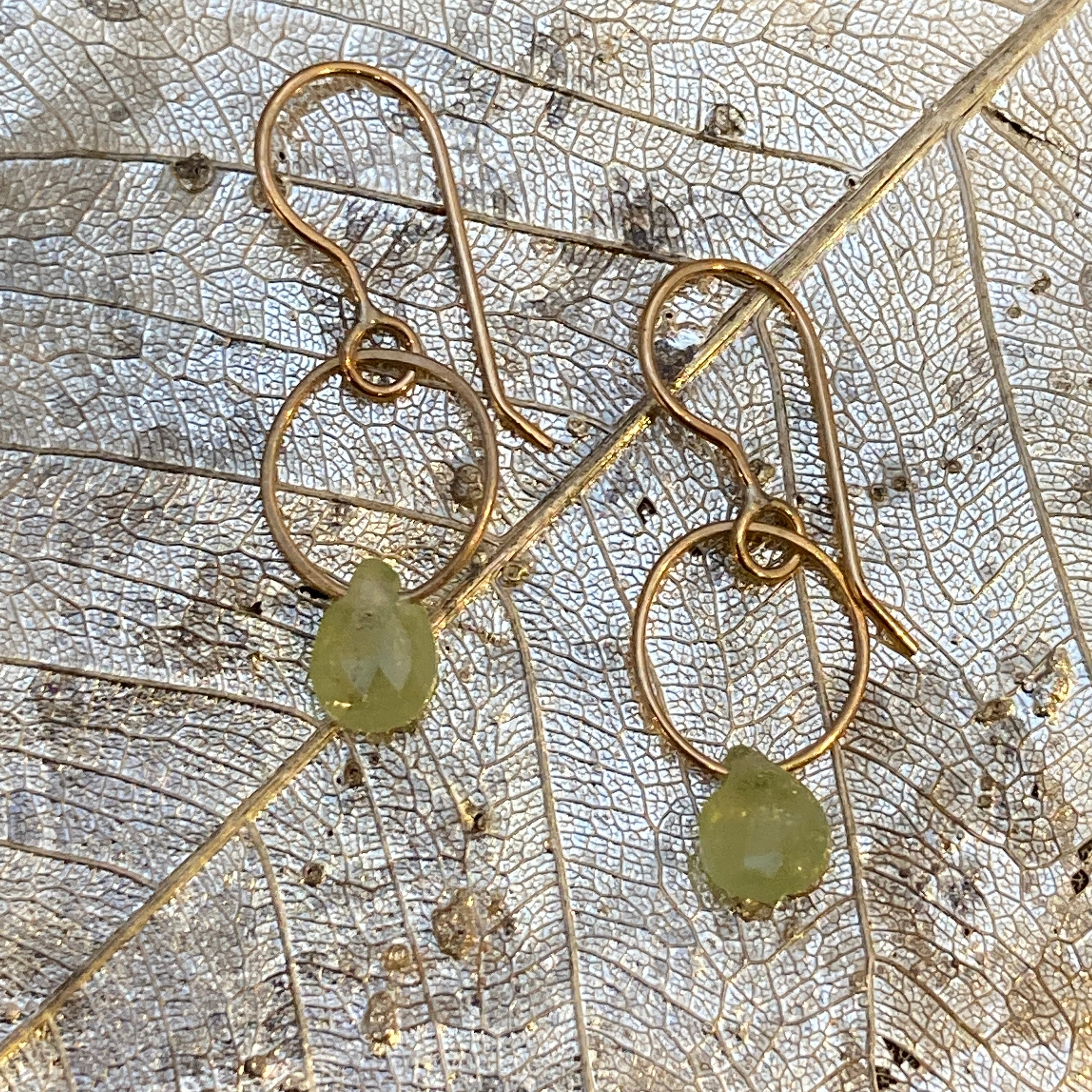 Single Gemstone Circle Earrings in Gold Fill