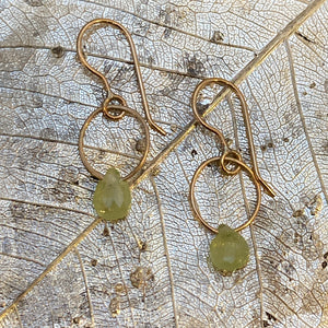 Single Gemstone Circle Earrings in Gold Fill