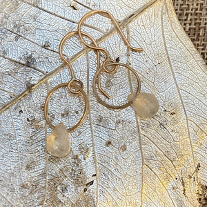 Single Gemstone Circle Earrings in Gold Fill