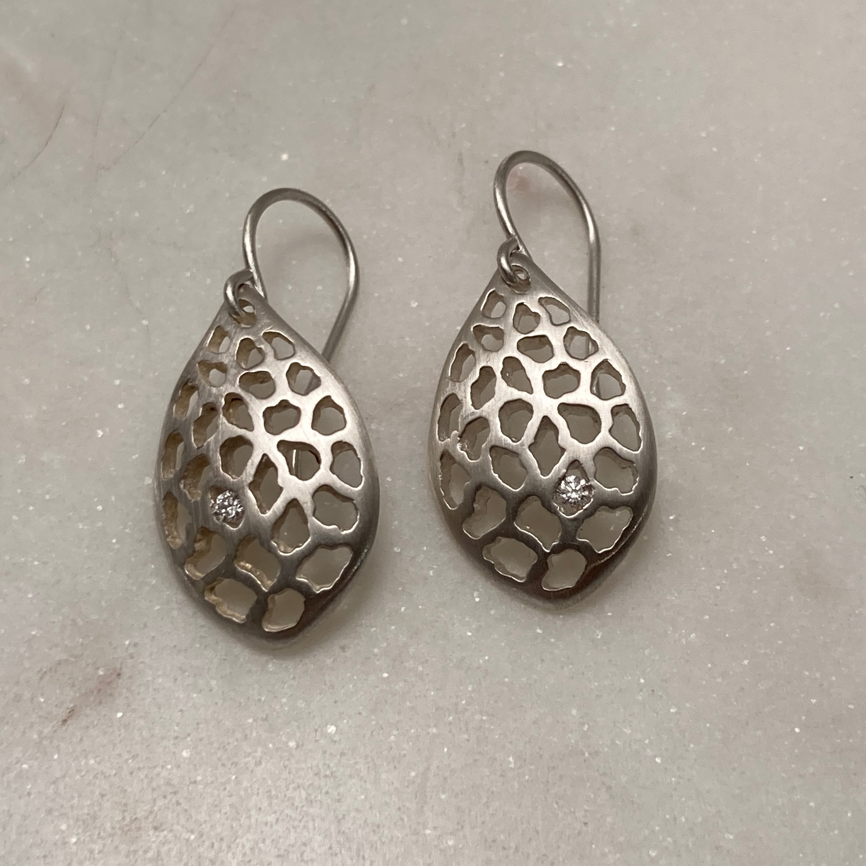 Lacy Leaf Diamond Earrings