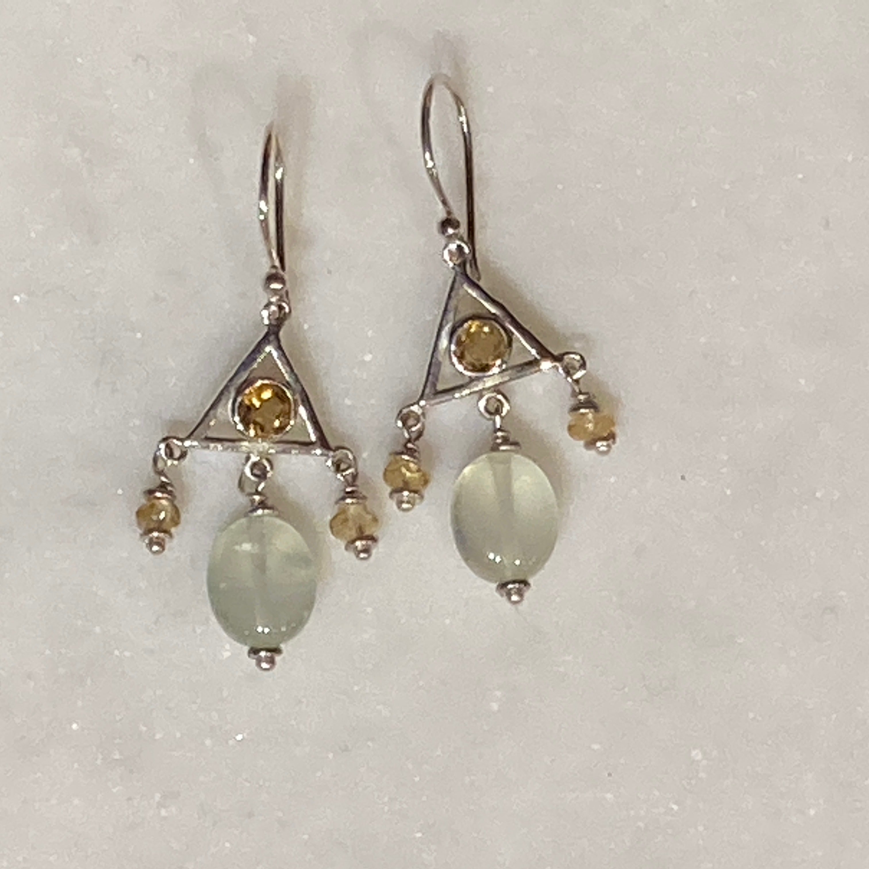 Prehnite & Citrine Earrings