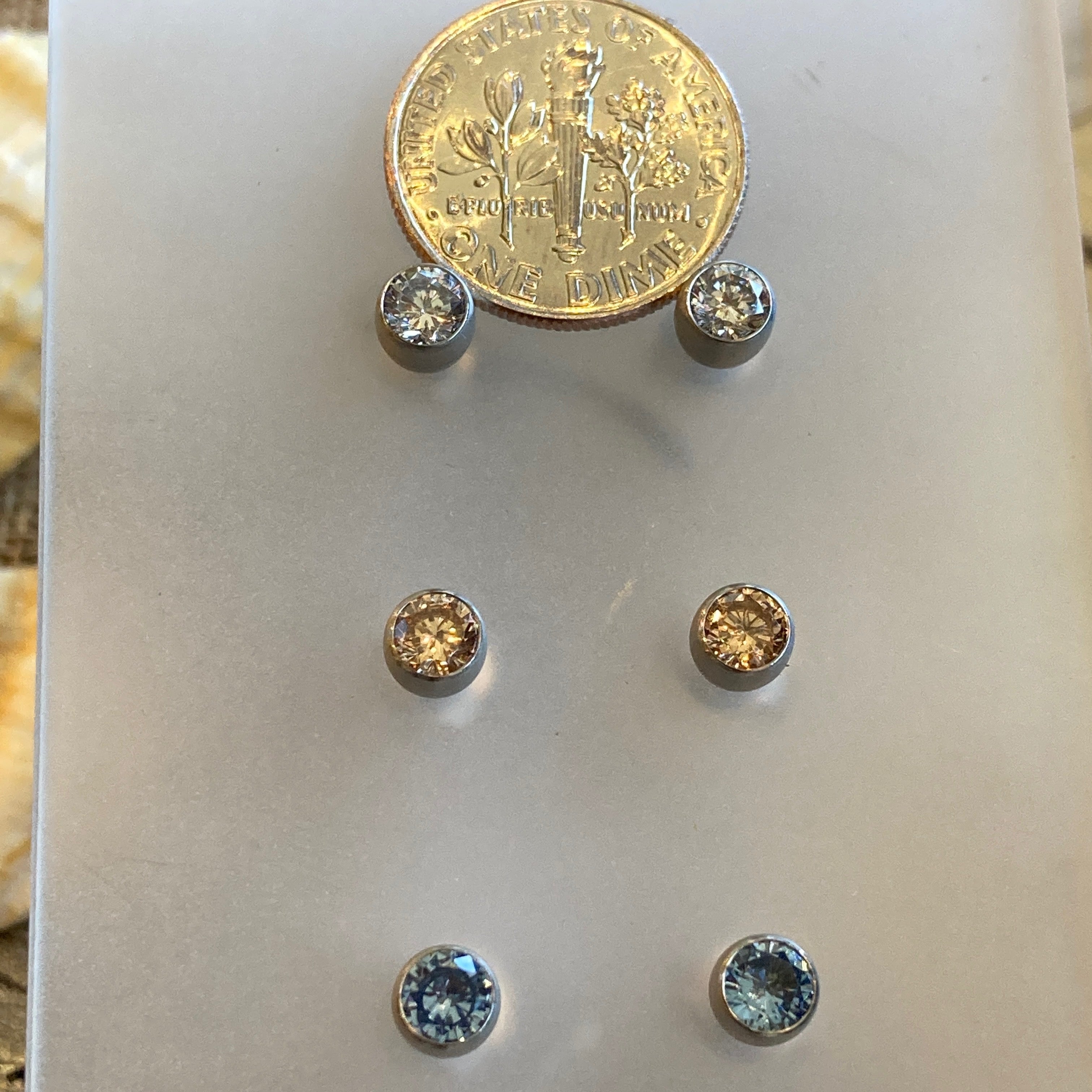 4mm Cubic Zirconium Steel Earrings