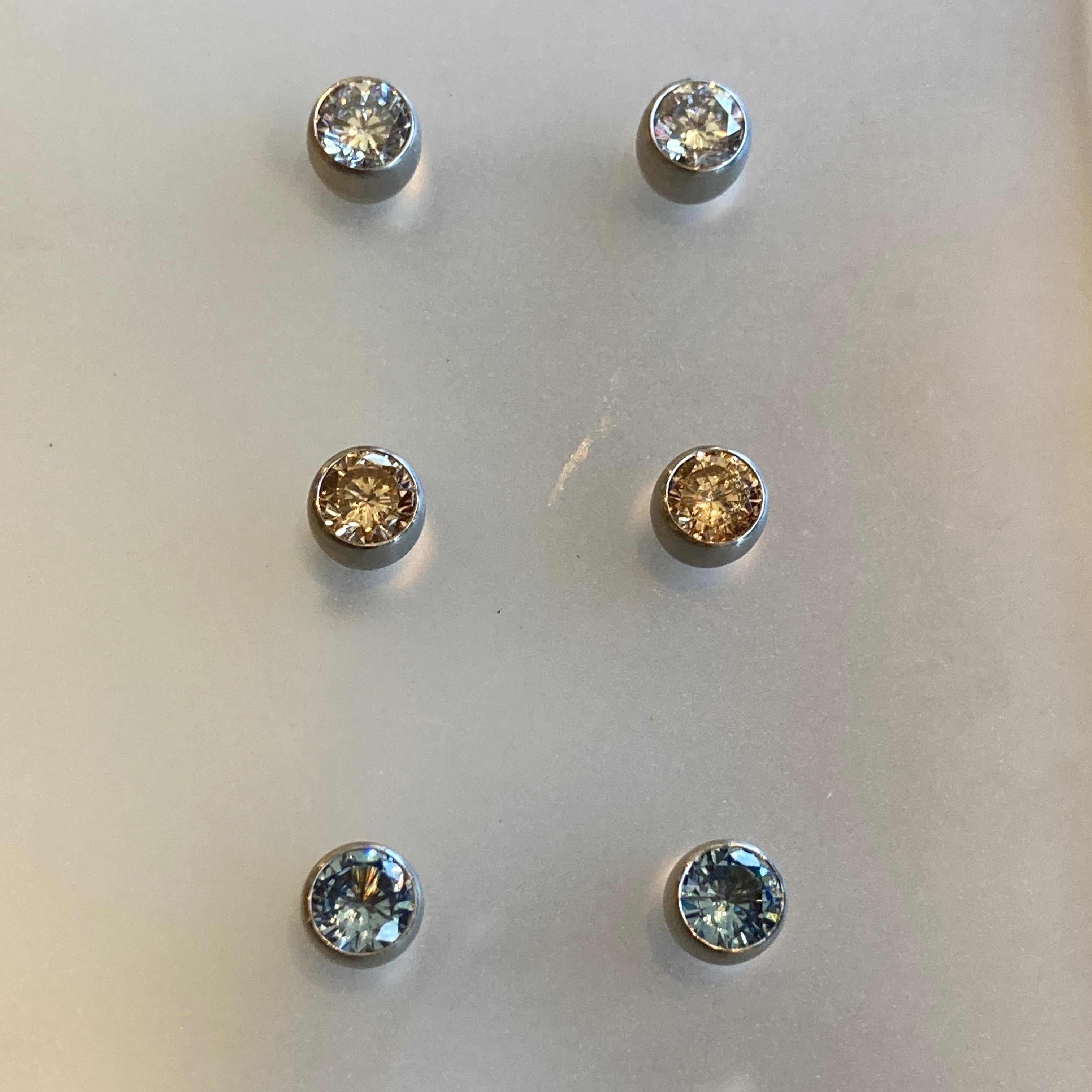 4mm Cubic Zirconium Steel Earrings