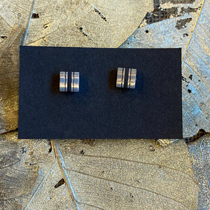 Rubber & Steel Square Earrings