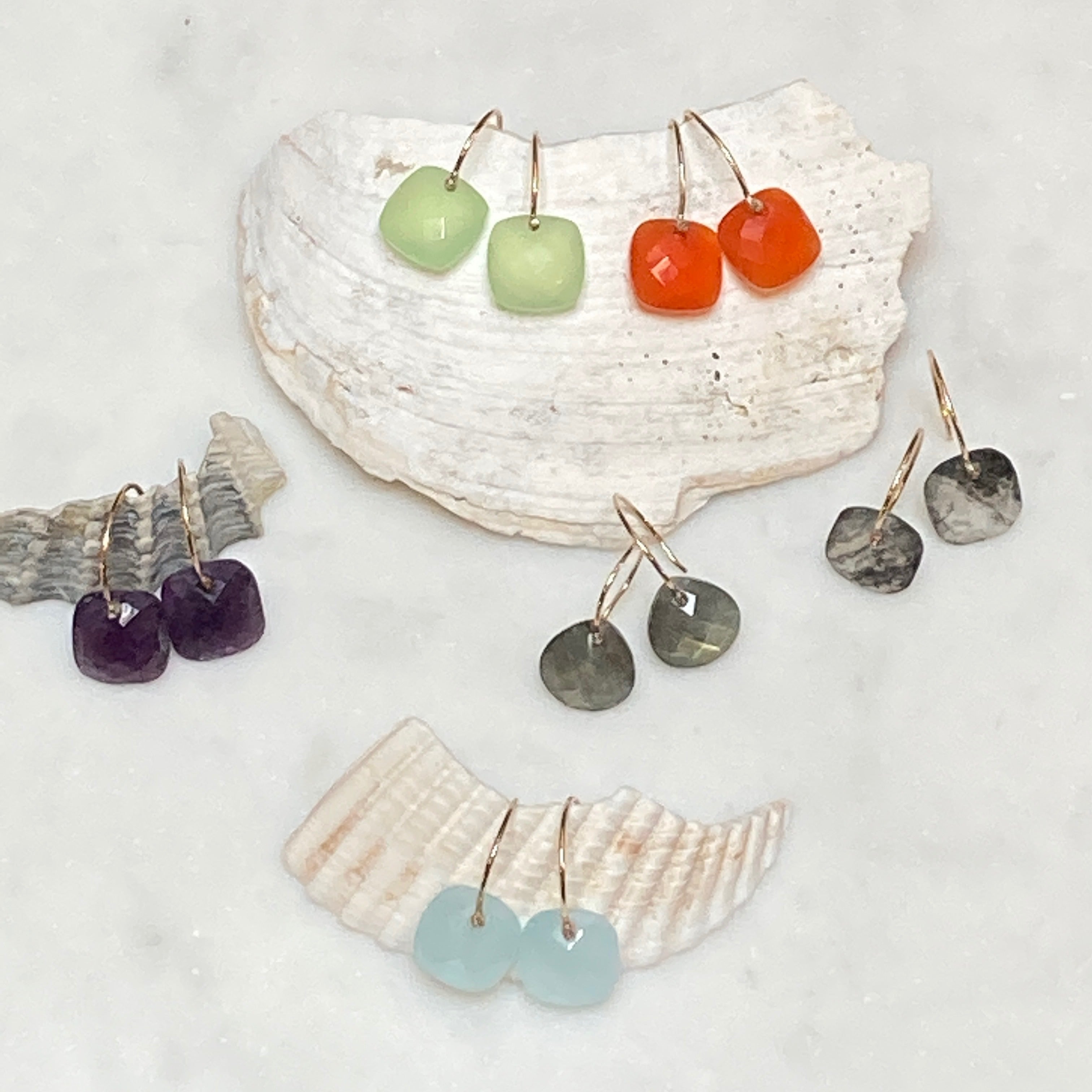 Faceted Gemstone Huggy Earrings in Gold Fill