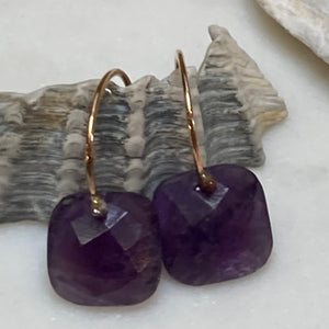 Faceted Gemstone Huggy Earrings in Gold Fill