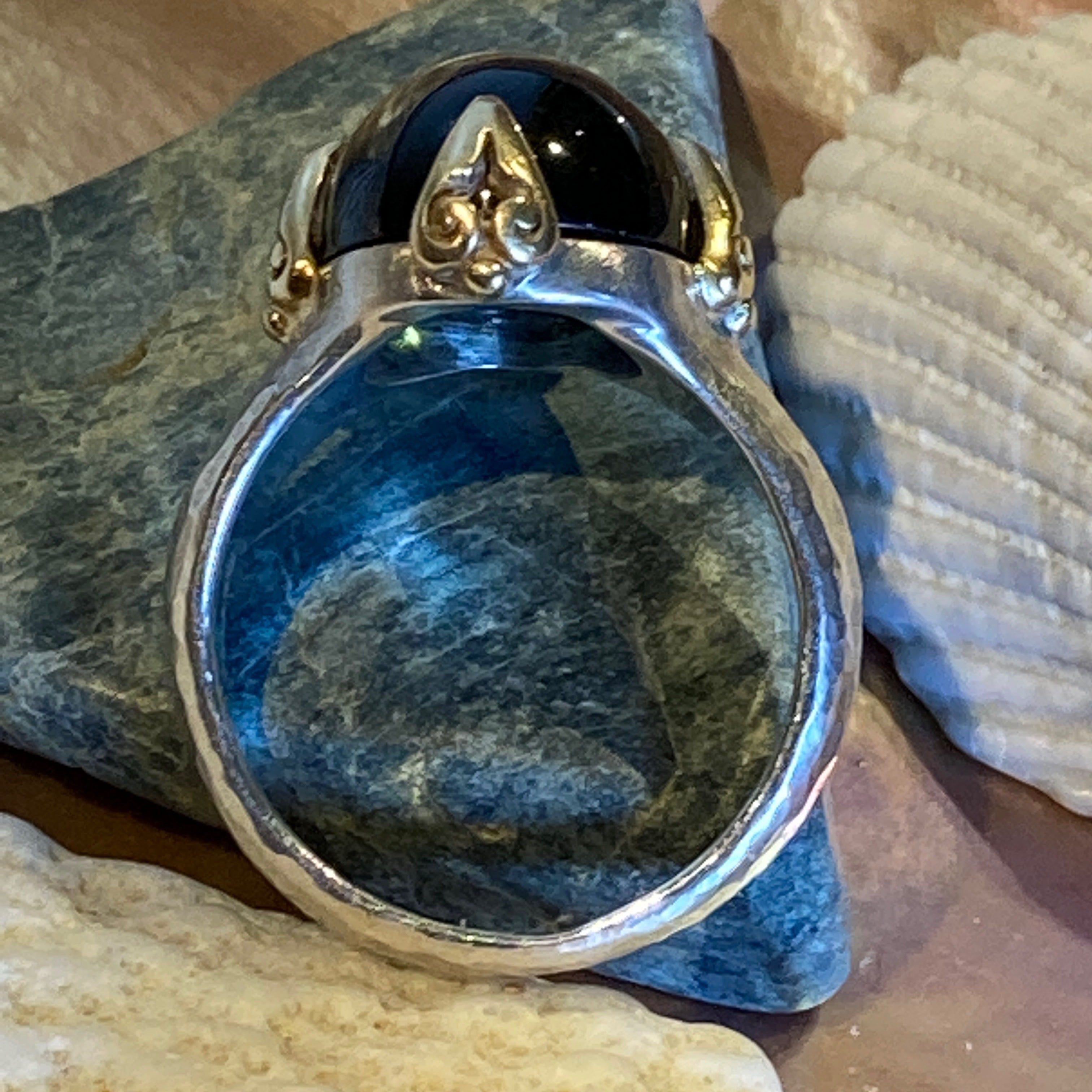 Green Tourmaline Ring in 18k & Silver