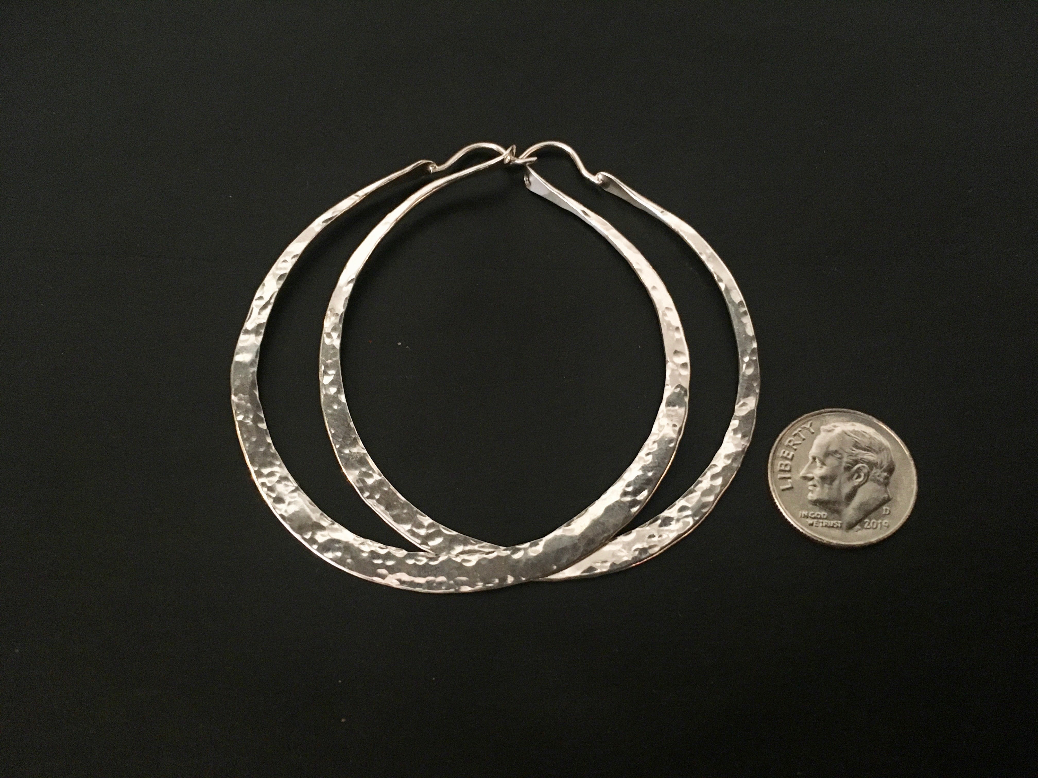 Hammered Hoops in Sterling Silver