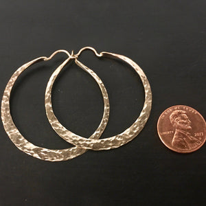 Hammered Hoops in Gold Fill