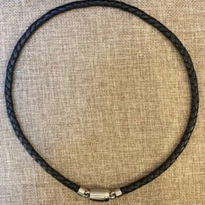 Black Leather & Steel Necklace
