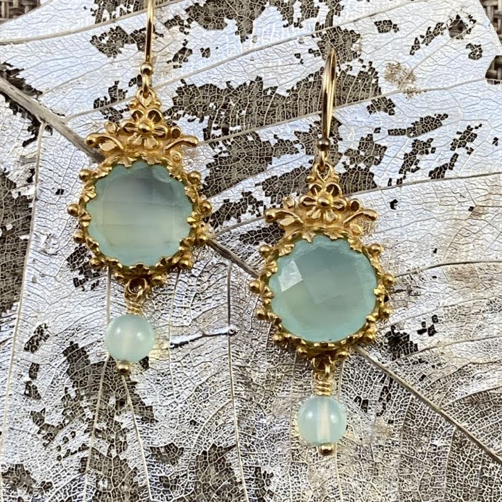 Aqua Chalcedony Earrings