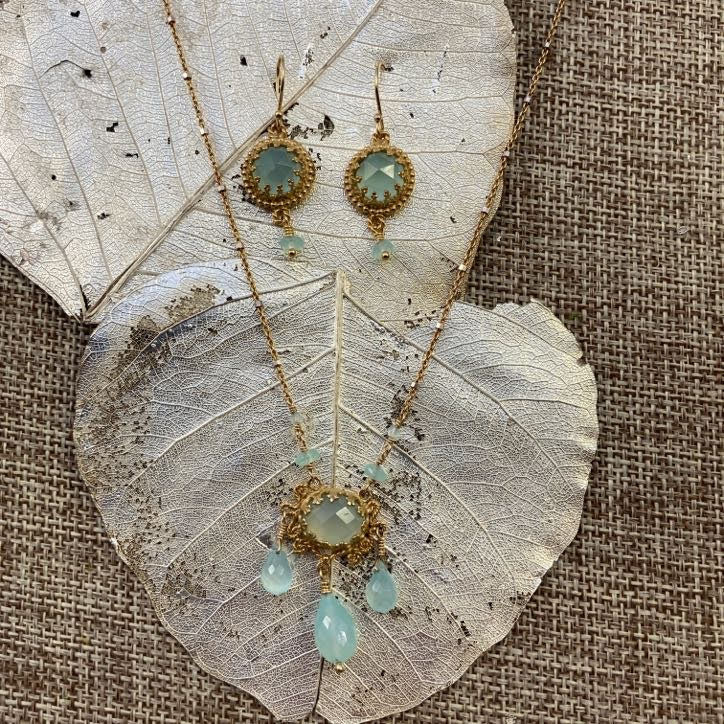 Aqua Chalcedony Necklace Earrings Artisana Functional Art